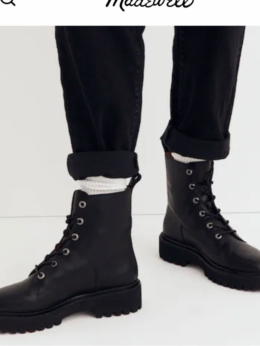 Madewell Black Lace-Up Combat Boots